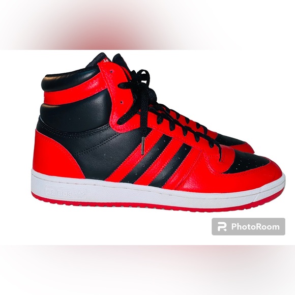 ADIDAS ORIGINALS TOP TEN RB BLACK AND RED MENS 13 HI TOP SNEAKERS - Picture 3 of 7